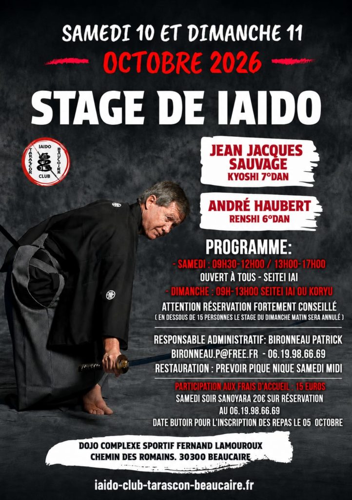 10-11Octobre2026-722x1024 IAIDO – BEAUCAIRE – 10 & 11 Octobre 2026